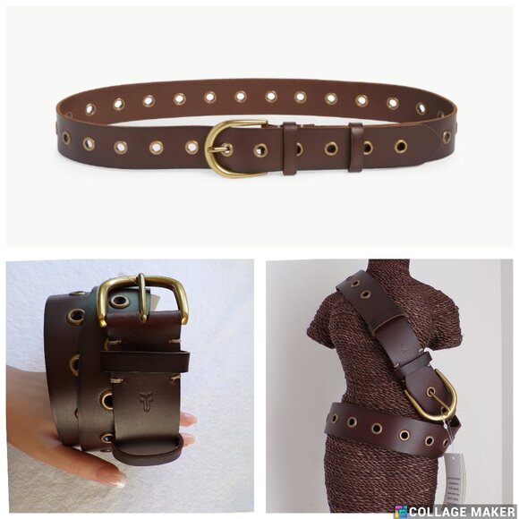 Frye Genuine Leather Grommet Belt, Western Bronze Unisex Adjustable Comfortable Frye | Accessories | Frye Genuine Leather Grommet Belt  main image 3